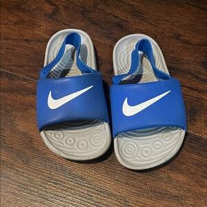 Nike Kids Blue and Gray Slide Sandals